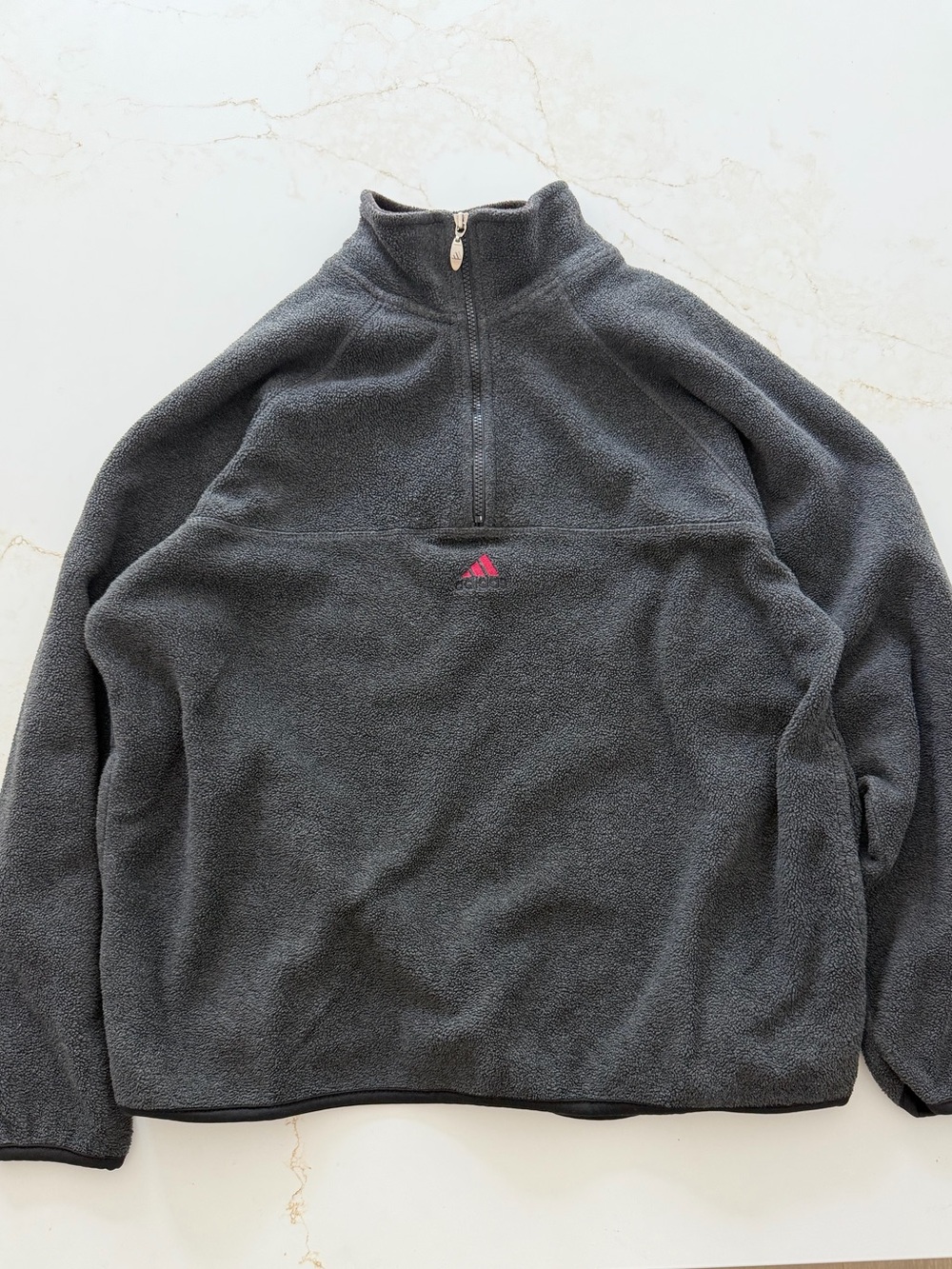 Vintage 90s Adidas fleece quarter zip grey top